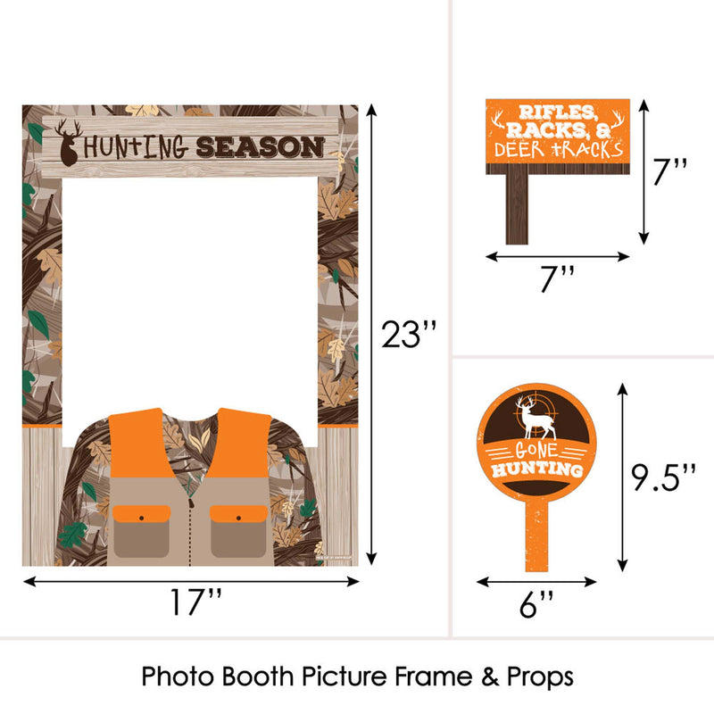 Gone Hunting - Deer Hunting Camo Baby Shower or Birthday Party Photo Booth Picture Frame and Props - Printed on Sturdy Material