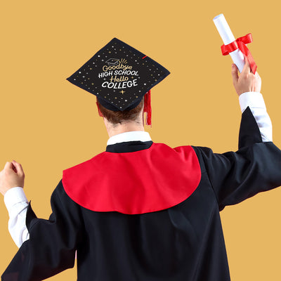 Goodbye High School, Hello College - Graduation Cap Decorations Kit - Grad Cap Cover