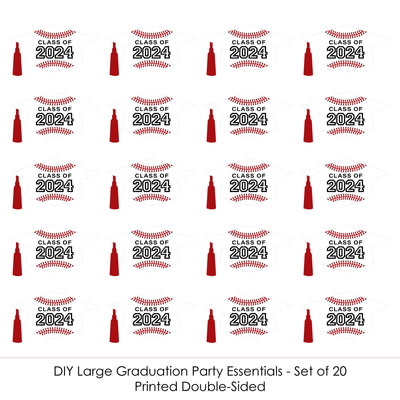 Grad Baseball - Grad Cap Decorations DIY 2024 Graduation Party Large Party Essentials - Set of 20