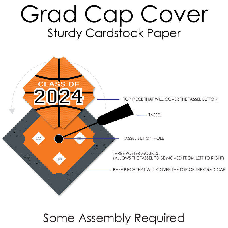 Grad Basketball - 2024 Graduation Cap Decorations Kit - Grad Cap Cover