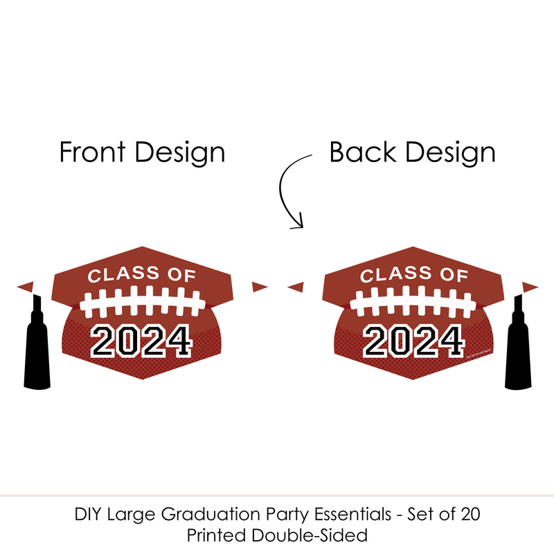 Grad Football - Grad Cap Decorations DIY 2024 Graduation Large Party Essentials - Set of 20
