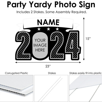 Graduation Cheers - Custom Name and Photo 2024 Graduation Party Decorations - Party Yardy Sign