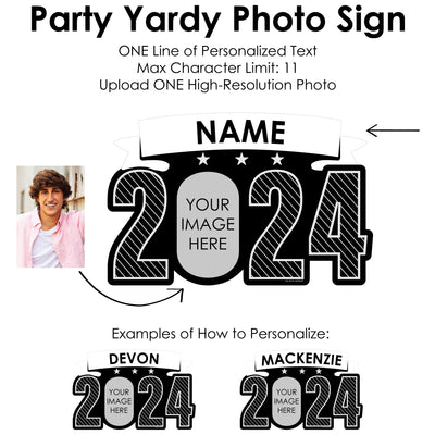 Graduation Cheers - Custom Name and Photo 2024 Graduation Party Decorations - Party Yardy Sign