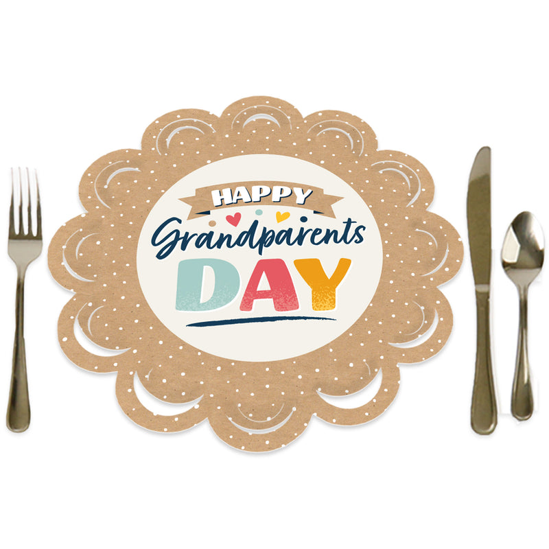 Happy Grandparents Day - Grandma & Grandpa Party Round Table Decorations - Paper Chargers - Place Setting For 12
