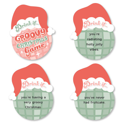 Drink If Game - Groovy Christmas - Pastel Holiday Party Game - 24 Count