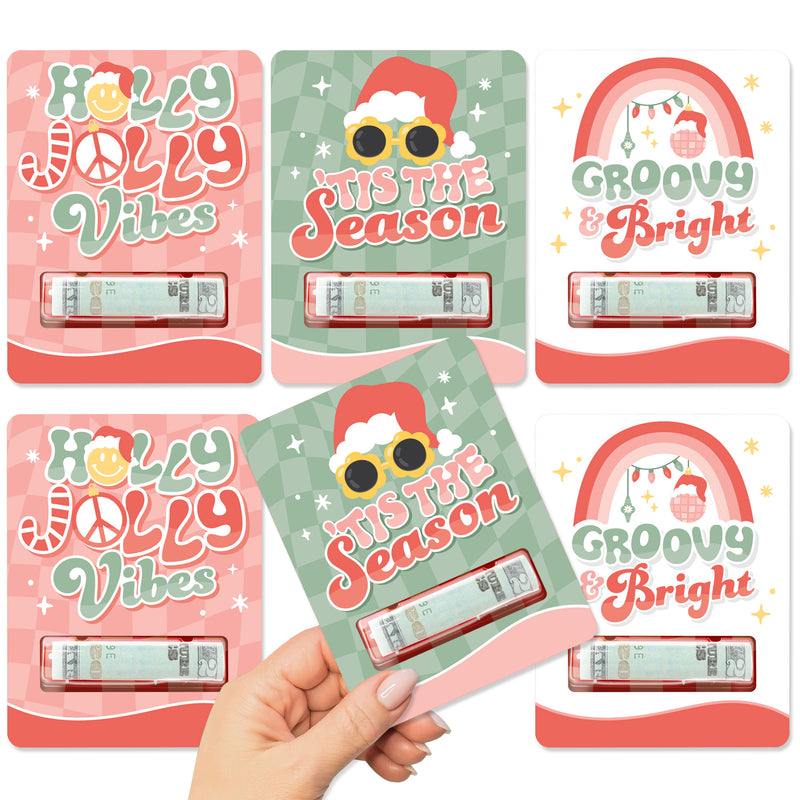 Groovy Christmas - DIY Assorted Pastel Holiday Party Cash Holder Gift - Funny Money Cards - Set of 6