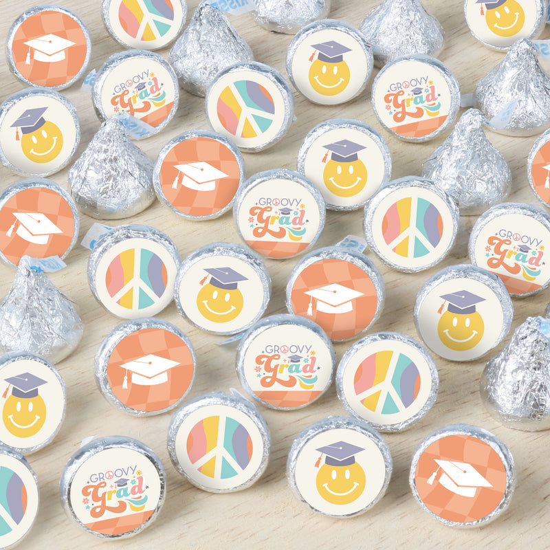 Groovy Grad - Hippie Graduation Party Small Round Candy Stickers - Party Favor Labels - 324 Count