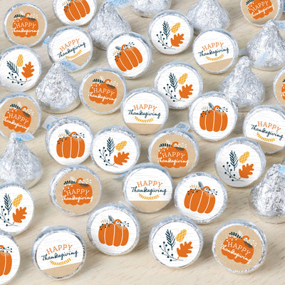 Happy Thanksgiving - Fall Harvest Party Small Round Candy Stickers - Party Favor Labels - 324 Count