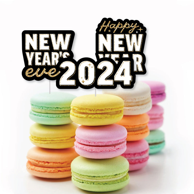 Hello New Year - DIY Shaped 2024 NYE Party Cut-Outs - 24 Count