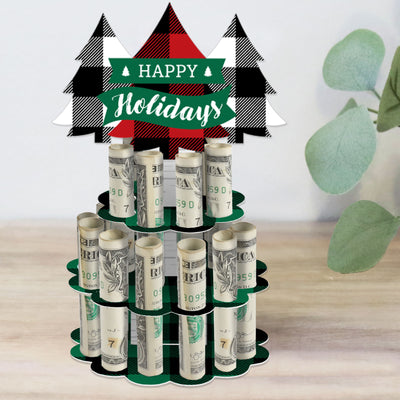 Holiday Plaid Trees - DIY Buffalo Plaid Christmas Party Money Holder Gift - Cash Cake
