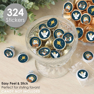 Holy Nativity - Manger Scene Religious Christmas Small Round Candy Stickers - Party Favor Labels - 324 Count