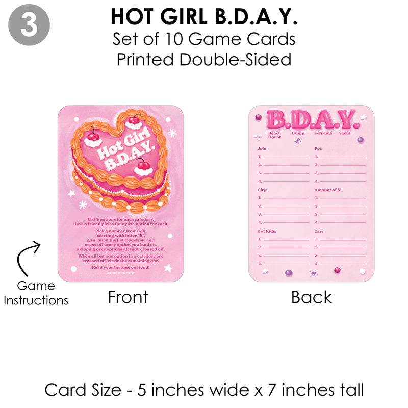 Hot Girl Bday - 4 Vintage Cake Birthday Party Games - 10 Cards Each - Gamerific Bundle