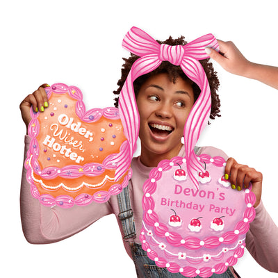 Custom Hot Girl Bday -  Vintage Cake Birthday Party Large Photo Props - 3 Pc