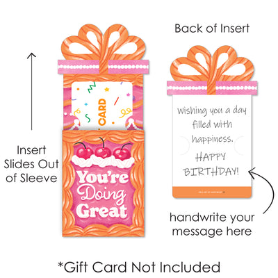 Assorted Hot Girl Bday - Vintage Cake Birthday Party Money and Gift Card Sleeves - Nifty Gifty Card Holders - Set of 8