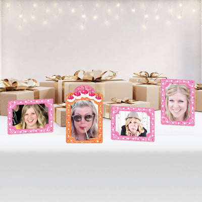 Hot Girl Bday - Vintage Cake Birthday Party 4x6 Picture Display - Paper Photo Frames - Set of 12
