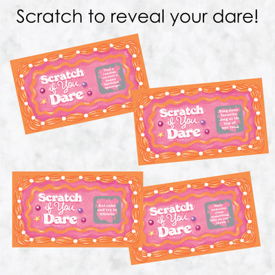 Hot Girl Bday - Vintage Cake Birthday Party Game Scratch Off Dare Cards - 22 Count