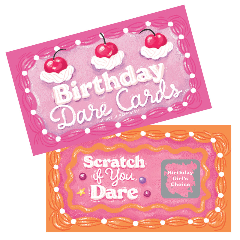 Hot Girl Bday - Vintage Cake Birthday Party Game Scratch Off Dare Cards - 22 Count