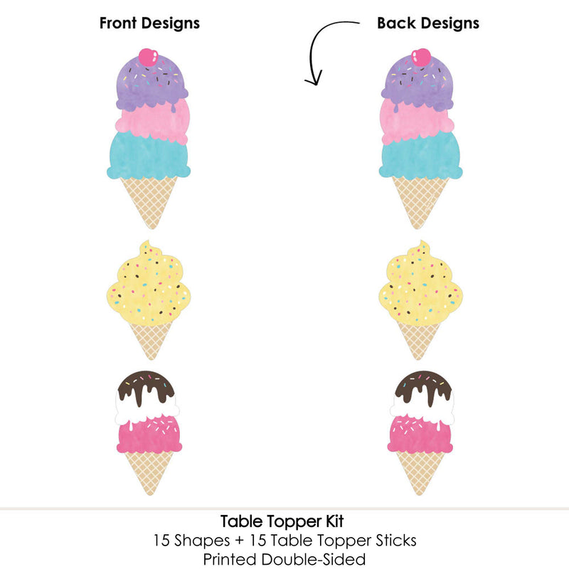Scoop Up The Fun - Ice Cream - Sprinkles Party Centerpiece Sticks - Table Toppers - Set of 15