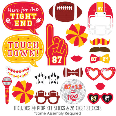 In My Football Era - Red and Gold Sports Party Photo Booth Props Kit - 20 Count