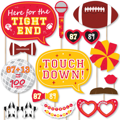 In My Football Era - Red and Gold Sports Party Photo Booth Props Kit - 20 Count