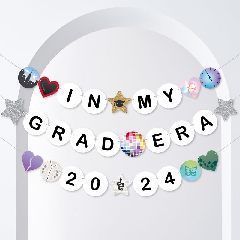 In My Grad Era 2024 Banner, Eras Graduation Party Decorations, Large Grad Friendship Bracelet Banners, 28 Pieces