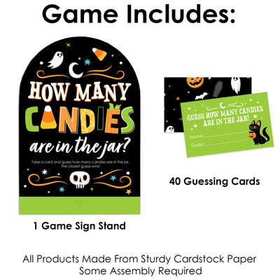 Jack-O'-Lantern Halloween - How Many Candies Kids Halloween Party Game - 1 Stand and 40 Cards - Candy Guessing Game