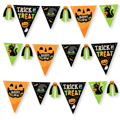 Jack-O'-Lantern Halloween - DIY Kids Halloween Party Pennant Garland Decoration - Triangle Banner - 30 Pieces