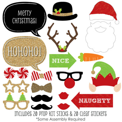 Christmas Party - Photo Booth Props Kit - 20 Count