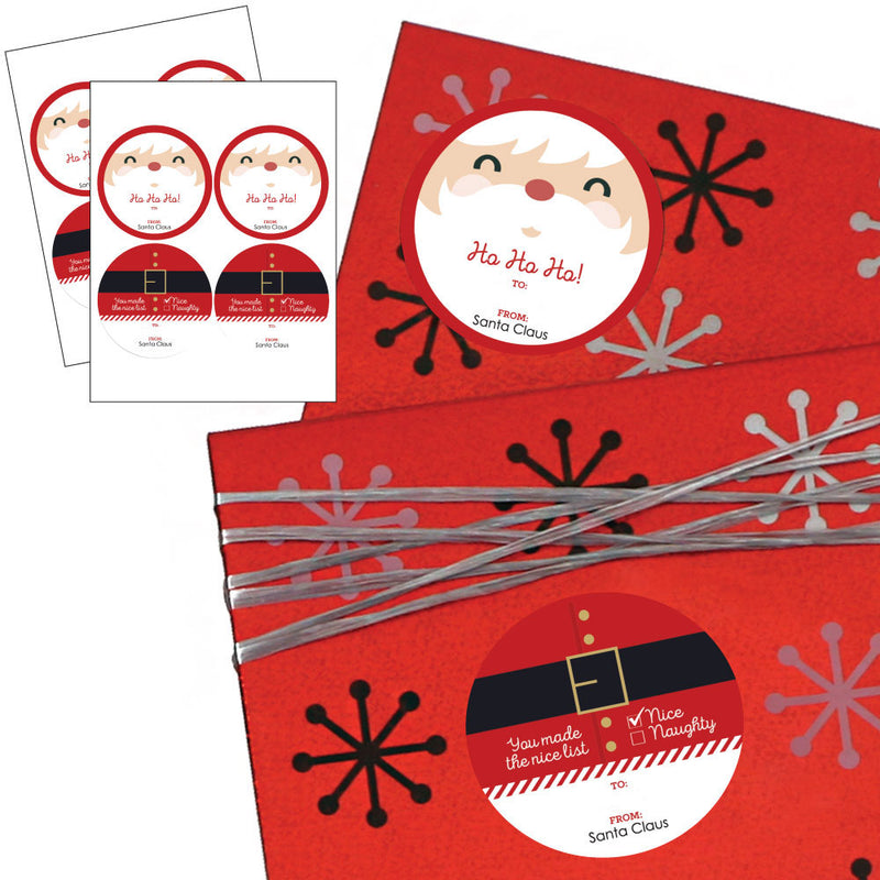 Big Dot of Happiness Jolly Santa Claus - Large Christmas Sticker Gift Tags - from Santa Stickers Gift Stickers - Set of 8
