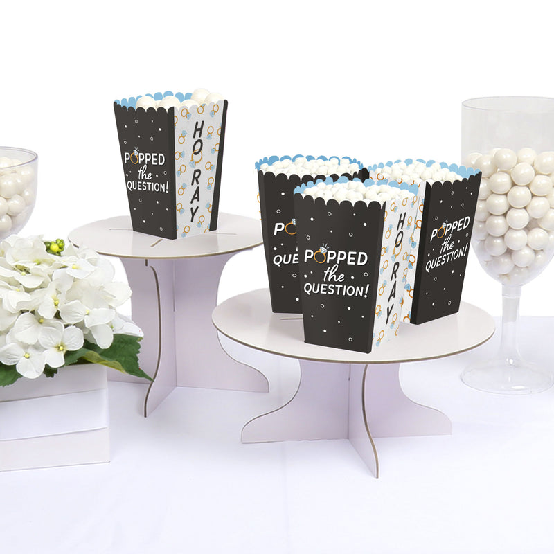 Just Engaged - Black and White - Engagement Party Favor Popcorn Treat Boxes - Set of 12