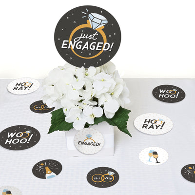 Just Engaged - Black and White - Engagement Party Giant Circle Confetti - Party Decorations - Large Confetti 27 Count