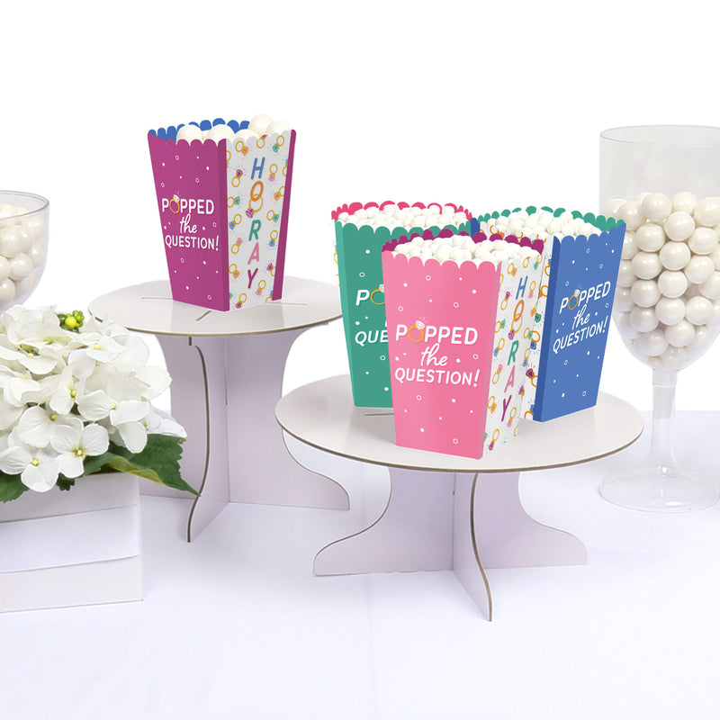 Just Engaged - Colorful - Engagement Party Favor Popcorn Treat Boxes - Set of 12