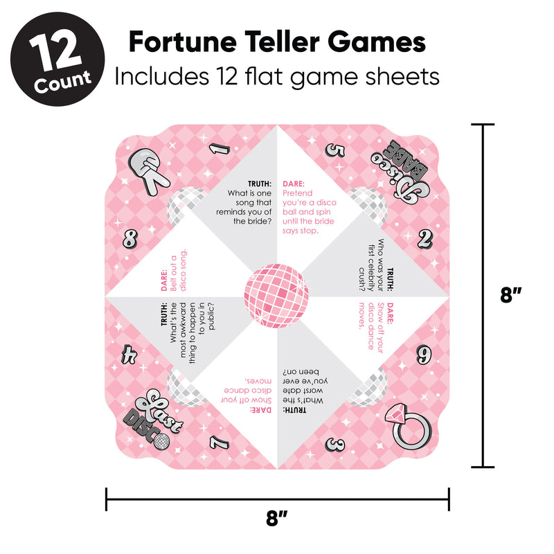 Last Disco - Bachelorette Party Cootie Catcher Game - Truth or Dare Fortune Tellers - Set of 12