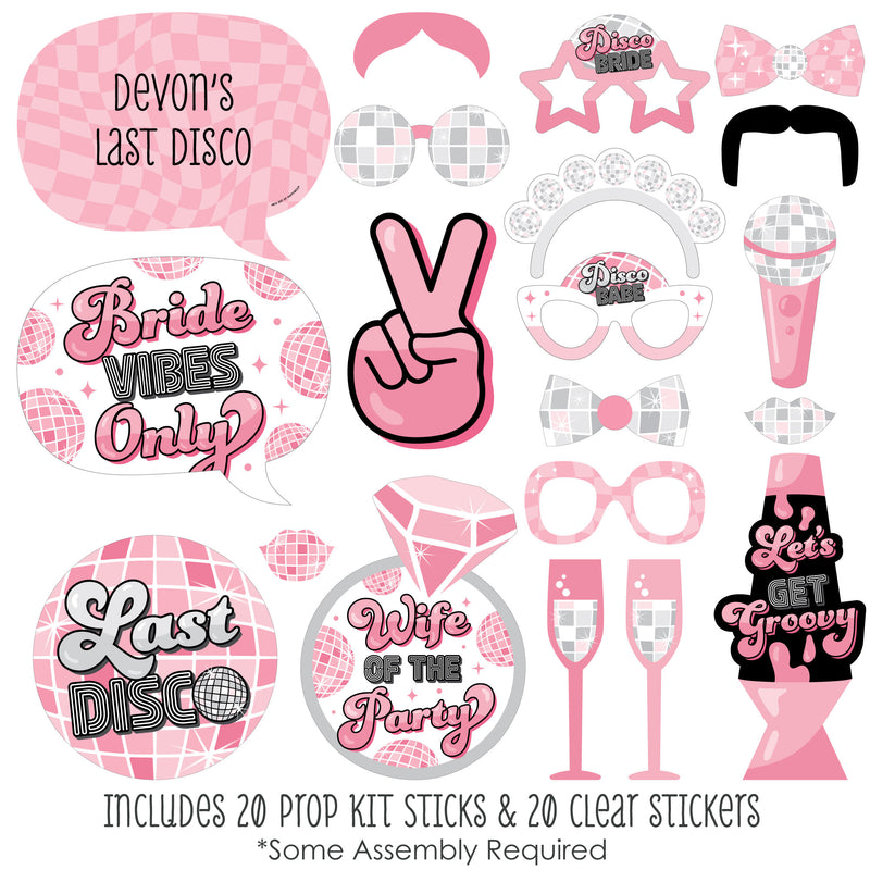 Last Disco - Personalized Bachelorette Party Photo Booth Props Kit - 20 Count