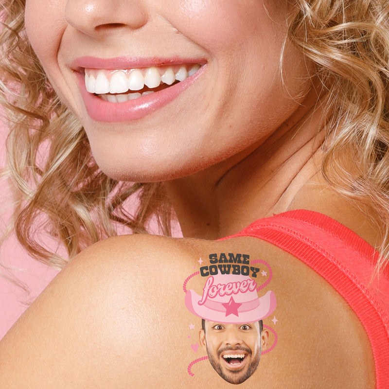 Custom Photo Last Rodeo - Pink Cowgirl Bachelorette Party Favors - Fun Face Temporary Tattoos - Set of 12