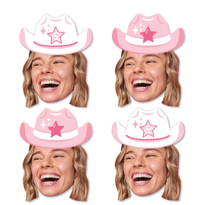 Custom Photo Last Rodeo - Pink Cowgirl Bachelorette Party DIY Shaped Fun Face Cut-Outs - 24 Count