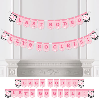 Last Rodeo - Pink Cowgirl Bachelorette Party Bunting Banner - Party Decorations - Last Rodeo Let's Go Girls