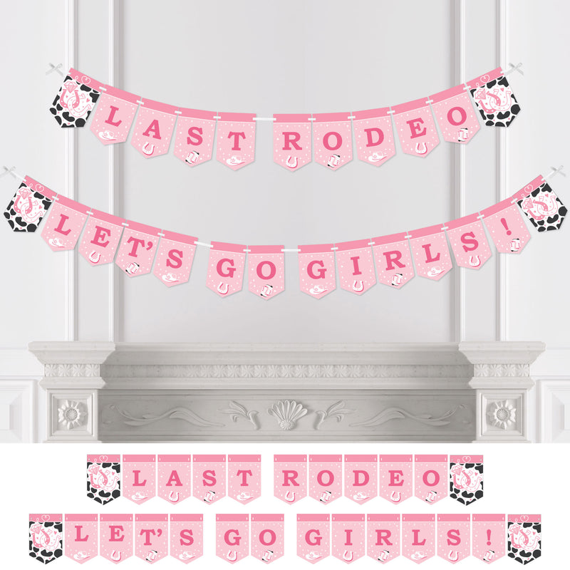 Last Rodeo - Pink Cowgirl Bachelorette Party Bunting Banner - Party Decorations - Last Rodeo Let&
