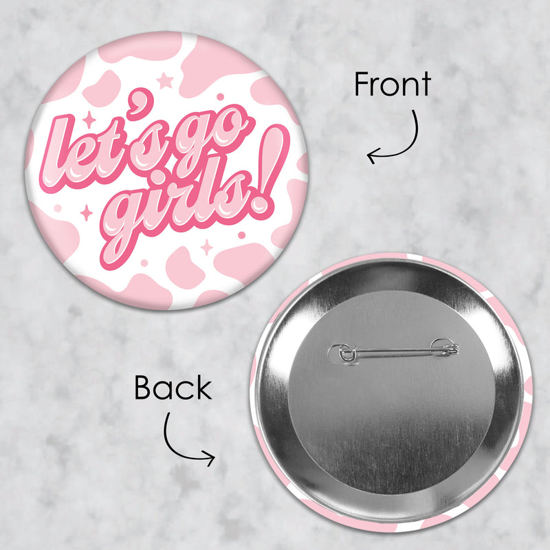 Last Rodeo - 3 inch Pink Cowgirl Bachelorette Party Badge - Pinback Buttons - Set of 8