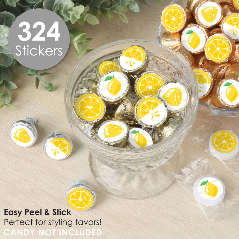 So Fresh - Lemon - Citrus Lemonade Party Small Round Candy Stickers - Party Favor Labels - 324 Count