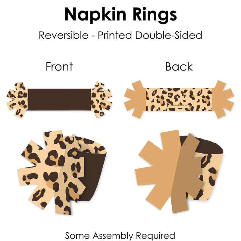 Leopard Print - Cheetah Party Paper Napkin Holder - Napkin Rings - Set of 24