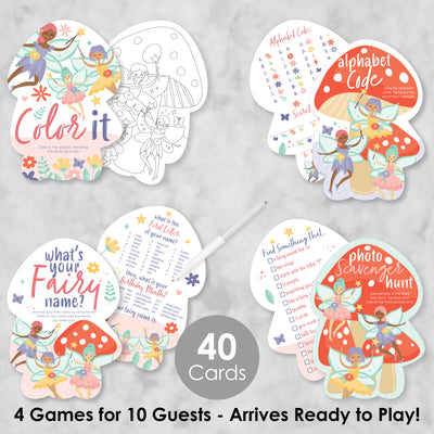 Let’s Be Fairies - 4 Fairy Garden Birthday Party Games - 10 Cards Each - Gamerific Bundle
