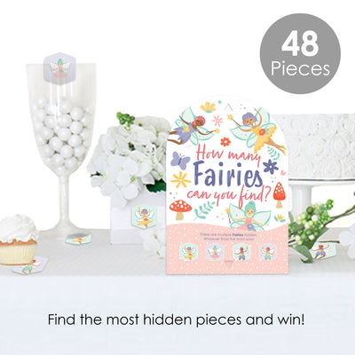Let’s Be Fairies - Fairy Garden Birthday Party Scavenger Hunt - 1 Stand and 48 Game Pieces - Hide and Find Game