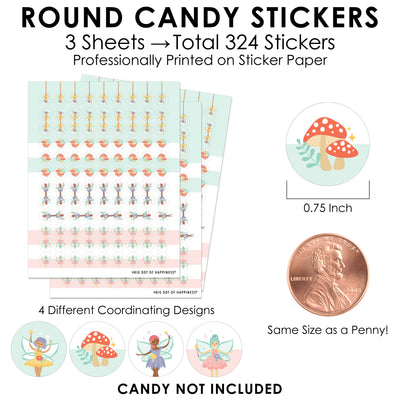 Let’s Be Fairies - Fairy Garden Birthday Party Small Round Candy Stickers - Party Favor Labels - 324 Count