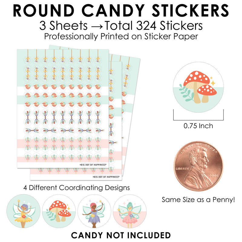 Let’s Be Fairies - Fairy Garden Birthday Party Small Round Candy Stickers - Party Favor Labels - 324 Count
