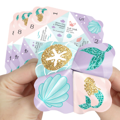 Let’s Be Mermaids - Baby Shower or Birthday Party Cootie Catcher Game - Jokes and Dares Fortune Tellers - Set of 12