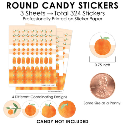 Little Clementine - Orange Citrus Baby Shower and Birthday Party Small Round Candy Stickers - Party Favor Labels - 324 Count