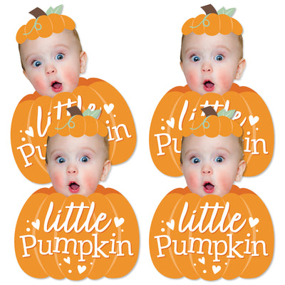 Custom Photo Little Pumpkin - Fun Face Decorations DIY Fall Birthday Party Essentials - Set of 20