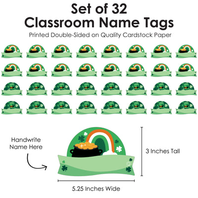Lucky St. Patrick's Day - DIY Blank Paper Desk or Locker Labels - Classroom Name Tags - Set of 32