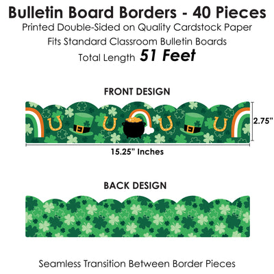 Lucky St. Patrick's Day - Scalloped Classroom Decor - Bulletin Board Borders - 51 Feet